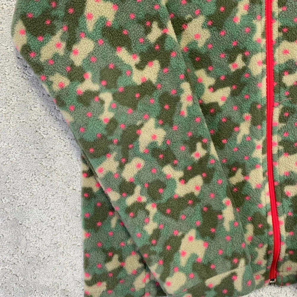 Columbia Camo Fleece Jacket Youth Girls‎ XL Camo Pink Polka Dot Zip Up Sweater